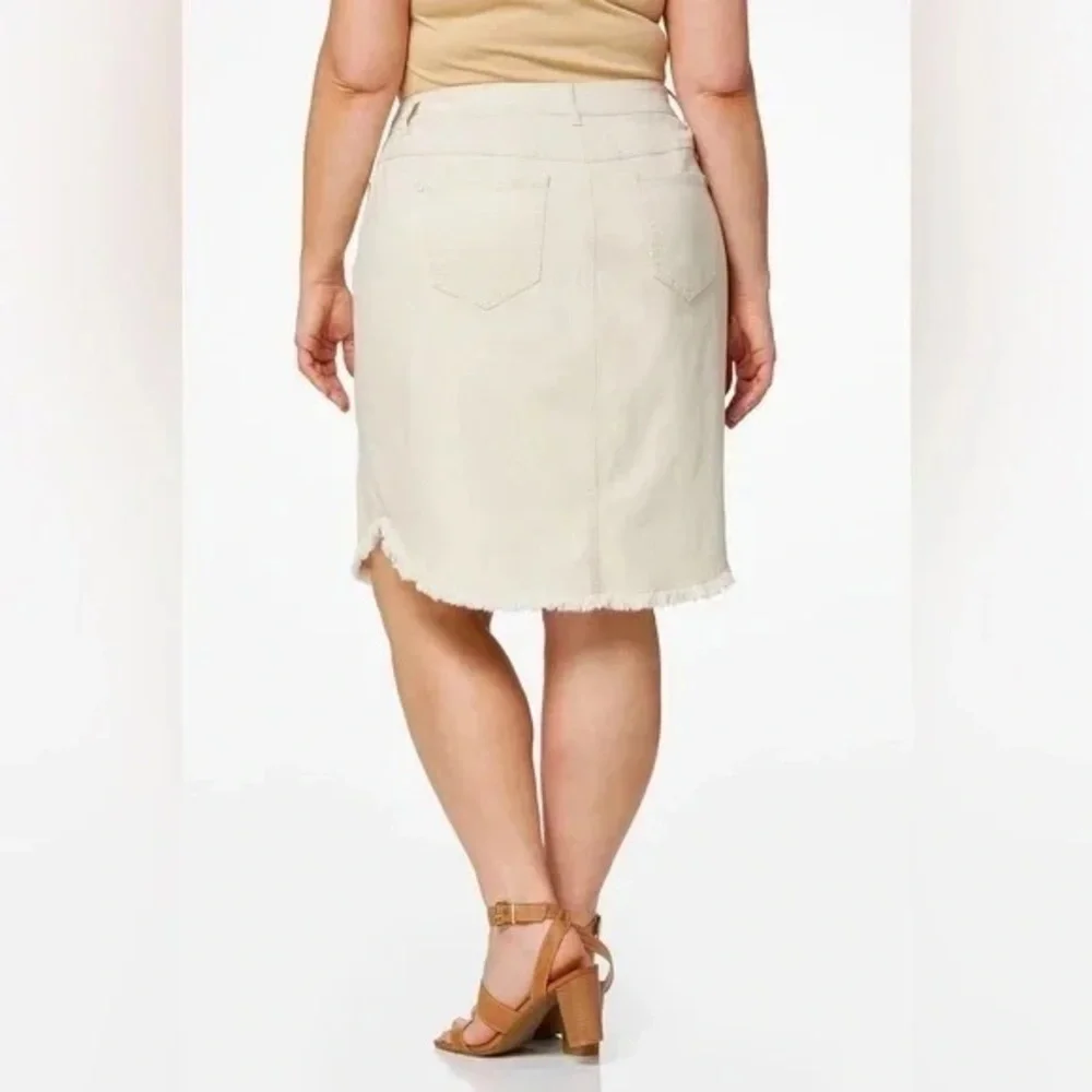 Cato | Plus Size Curved Hem Denim Skirt Jute 26W
